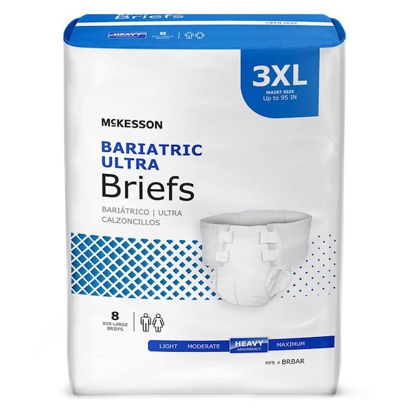 Mckesson McKesson Ultra Plus Heavy Absorbency Bariatric Incontinence Brief, 3X-Large, 8PK BRBAR - main